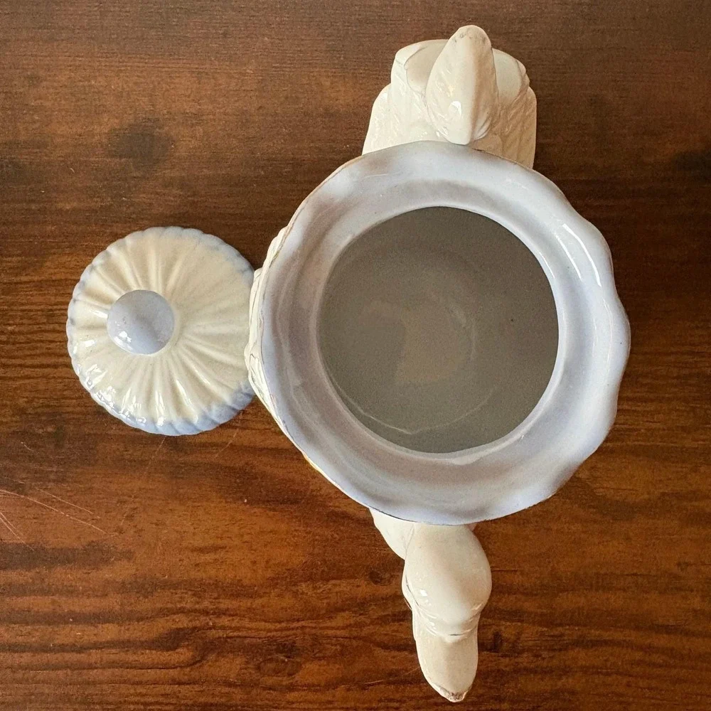 Vintage Mini Swan‎ Teapot Single Serve Ceramic Cottagecore Kitchen Decor